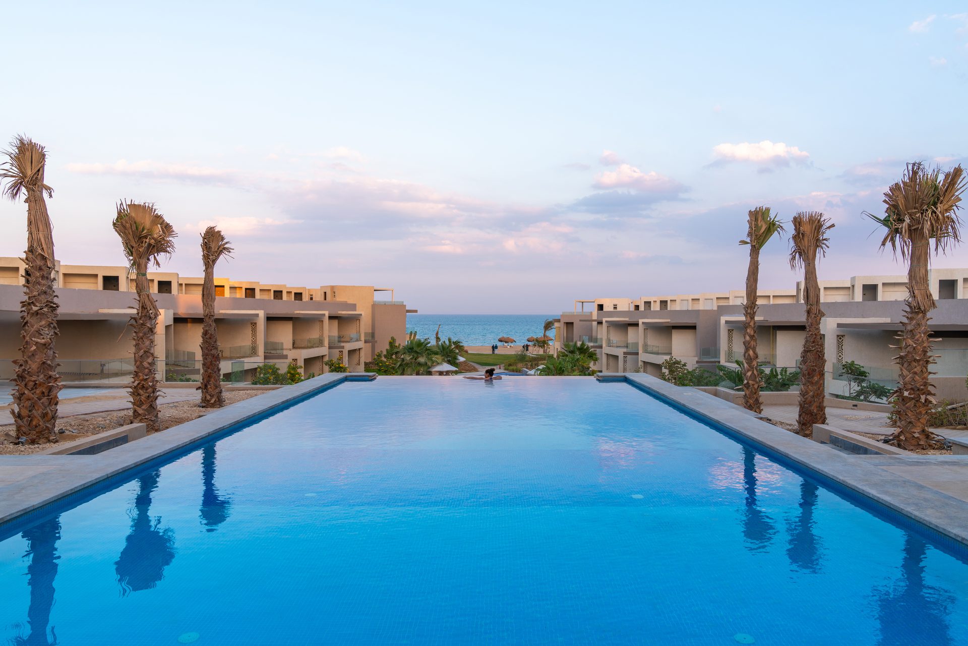 BOHO Sokhna pools at dusk