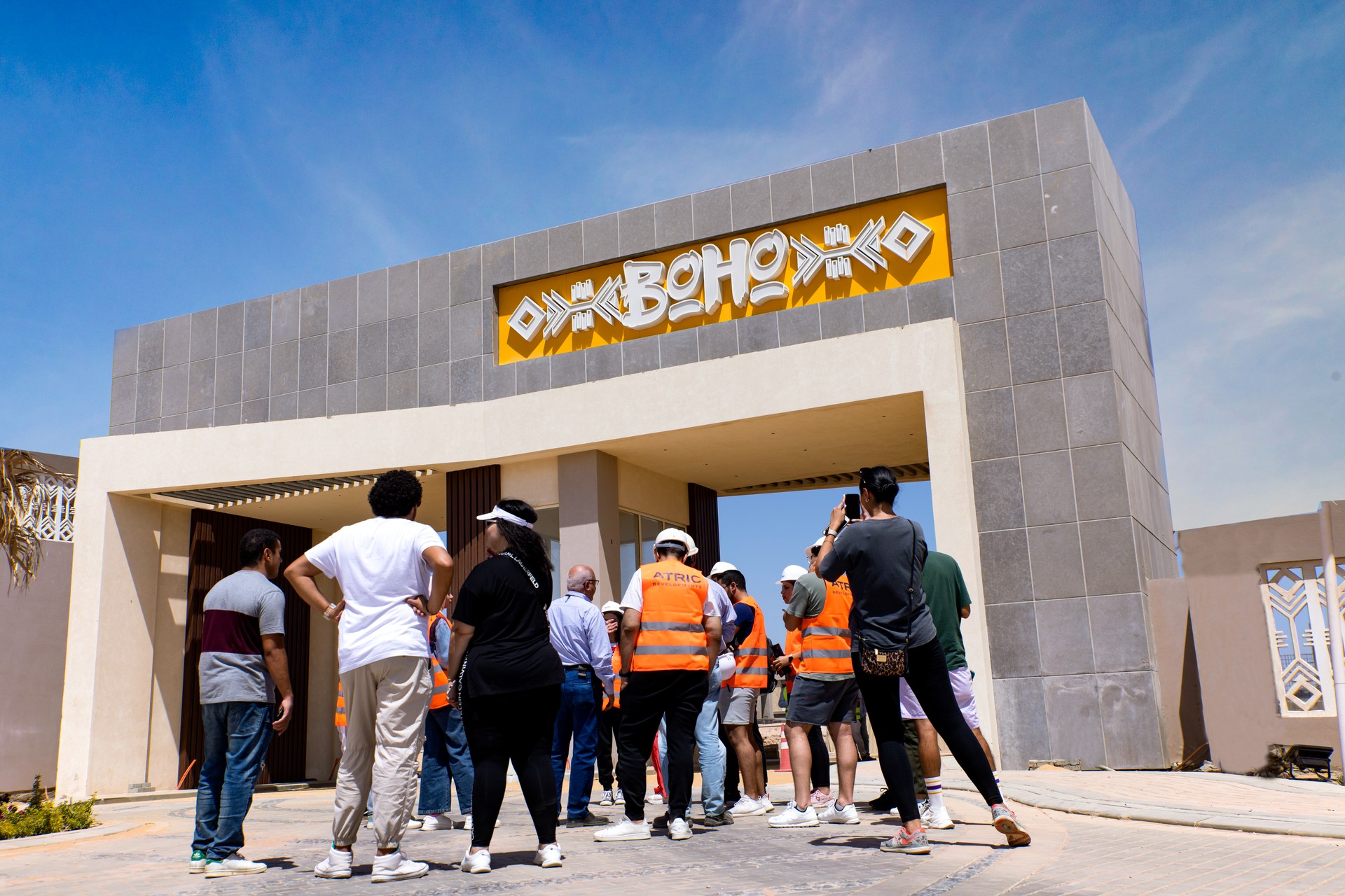 The GUC group arriving at the BOHO Sokhna entrance